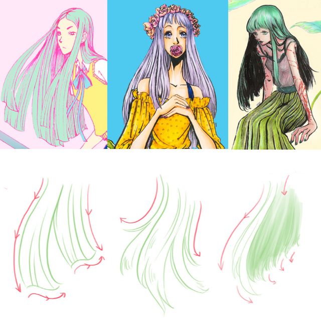 как рисовать пробор волос