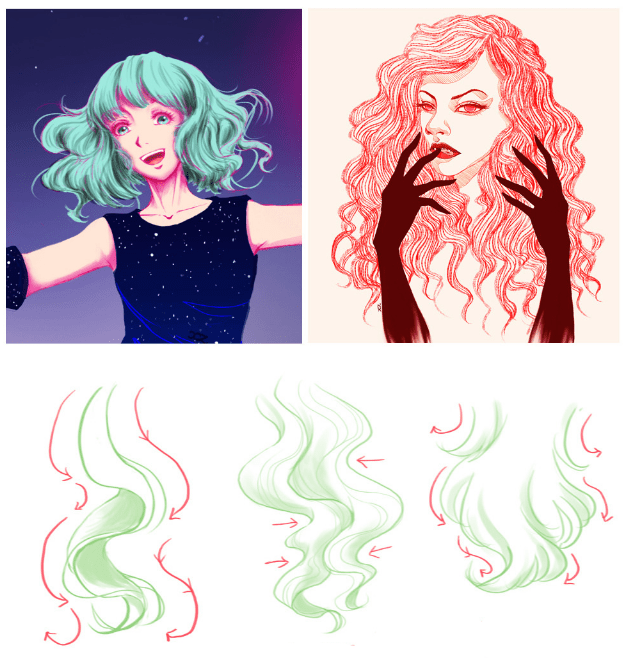 как рисовать пробор волос