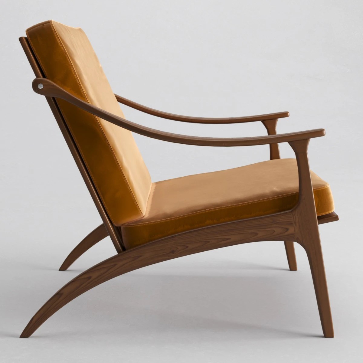 Lean Back Lounge Chair, Teak 3D Model for Corona, VRay