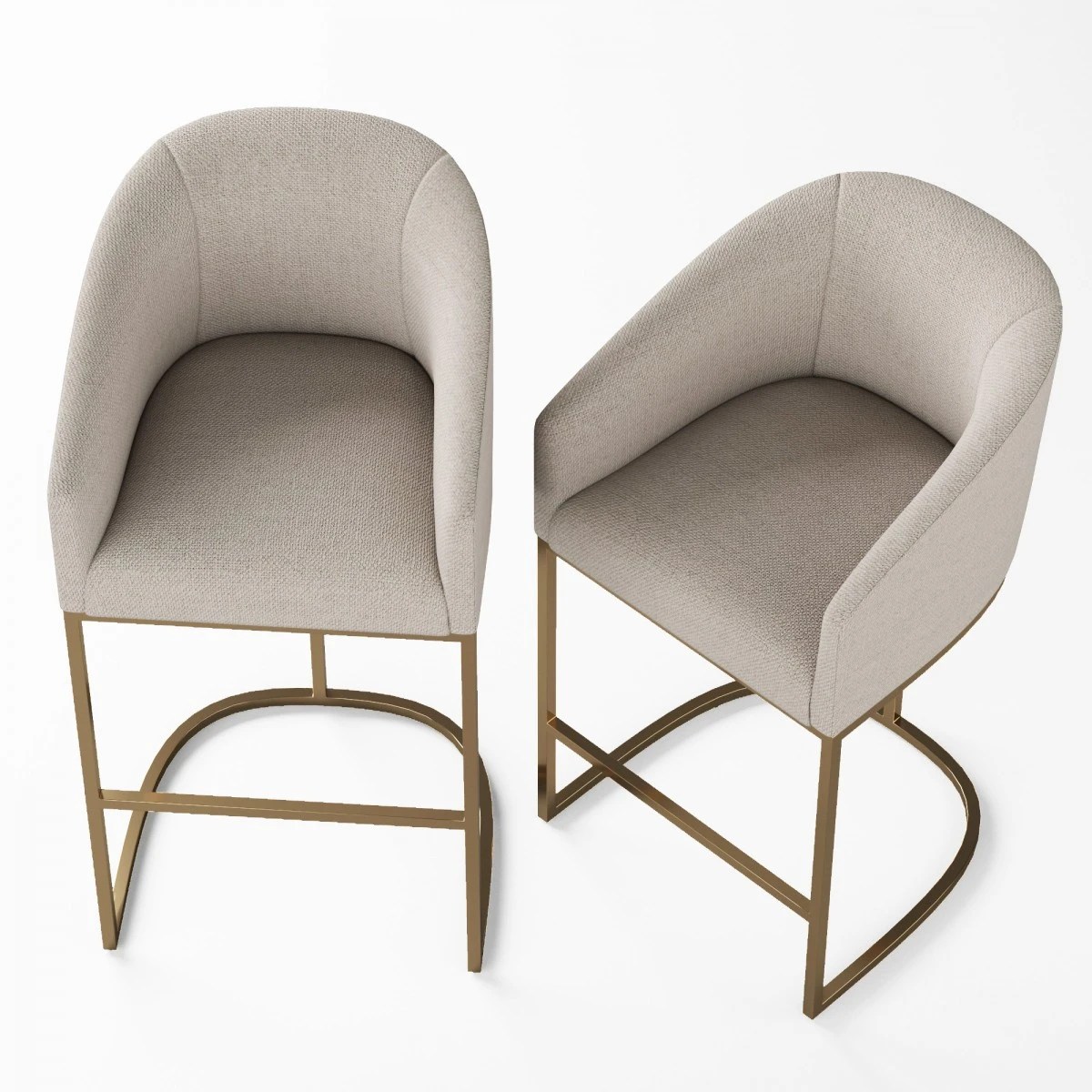 Rh Emery Barrelback Slope Fabric Stool Low 3D Model for VRay