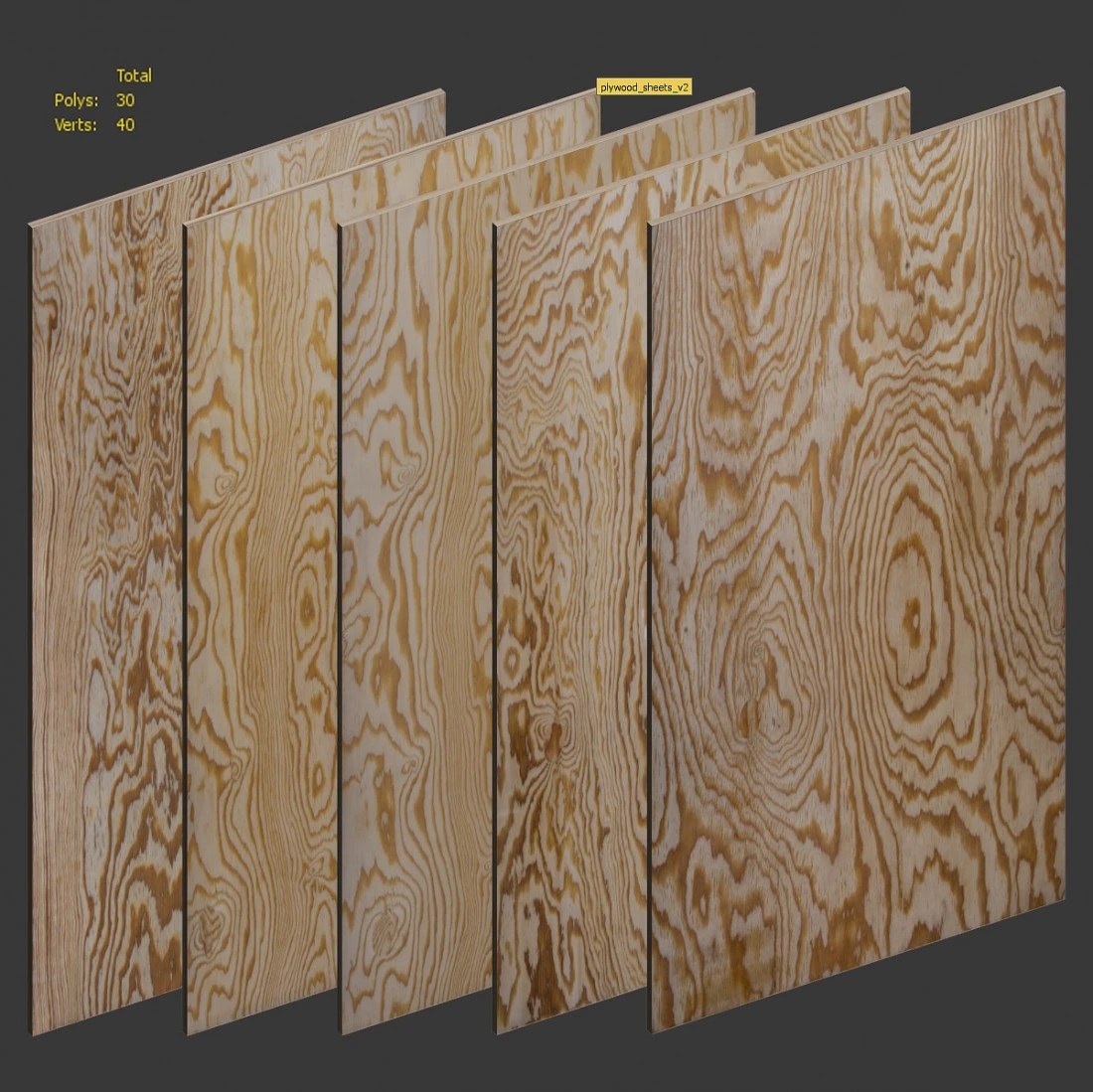 A Set Of Sheets Of Plywood V2. 5 Items 3D Model for VRay, Corona