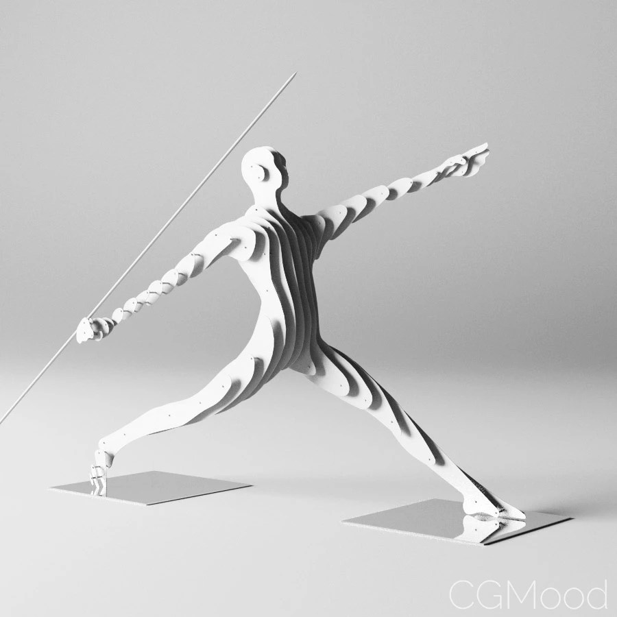 Athlete Sculpture 3D Model for VRay