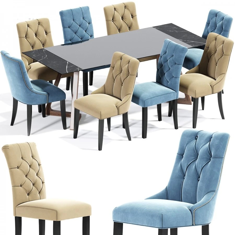 Preston Dining Chair Set 3D Model for VRay, Corona