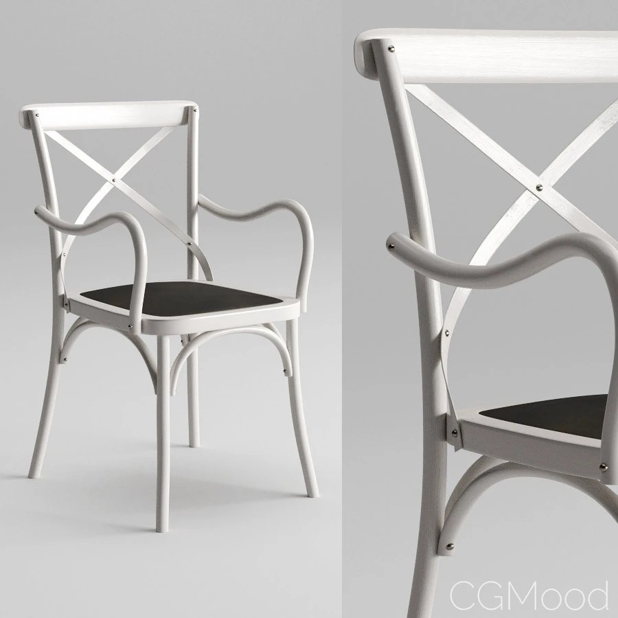 Cross Back Dining Chair With Arms 3D Model for Corona