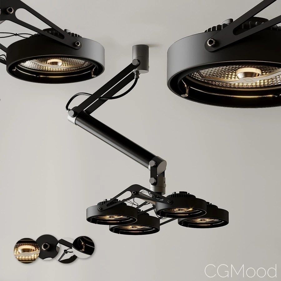 Ceiling Light Modular Nomad 4X Ar111 Gi Black And - 3D Model For Corona
