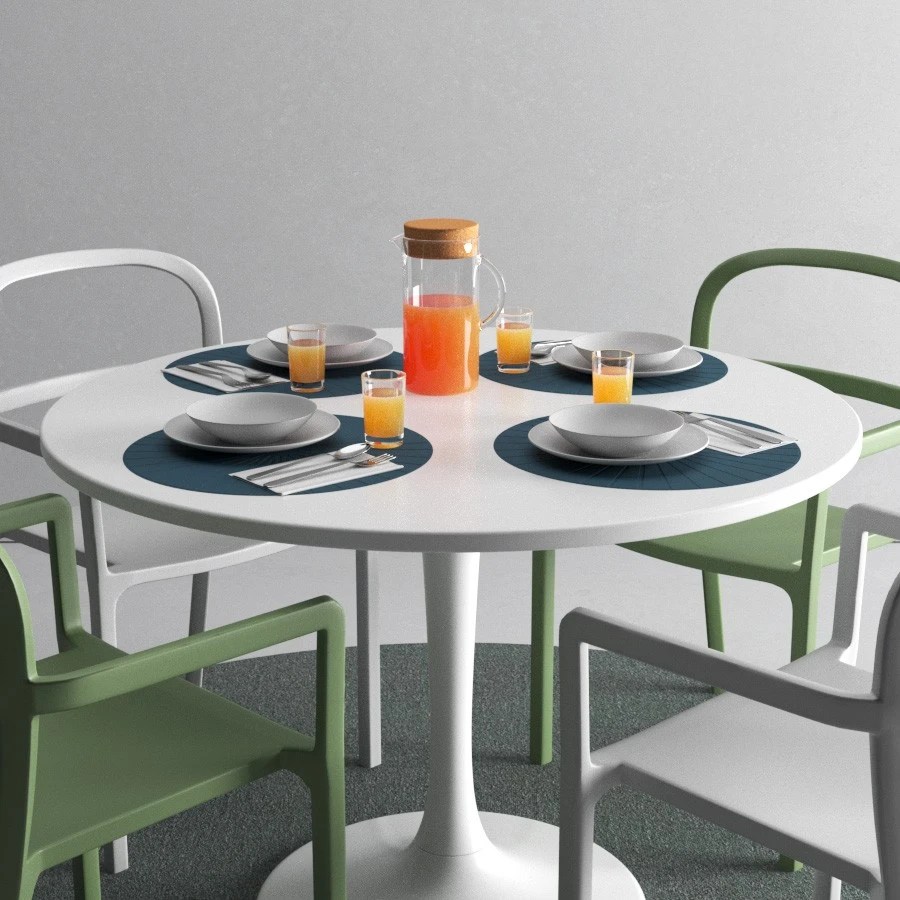 IKEA DOCKSTA Table And YPPERLIG Chair With Tableware 3D Model for Corona