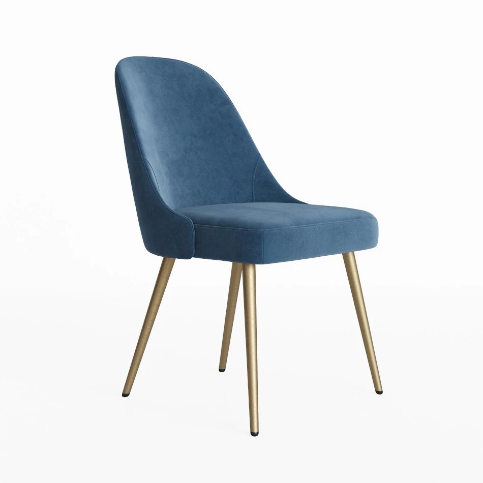 Midcentury Upholstered Dining Chair Velvet 3D Model for Corona, VRay