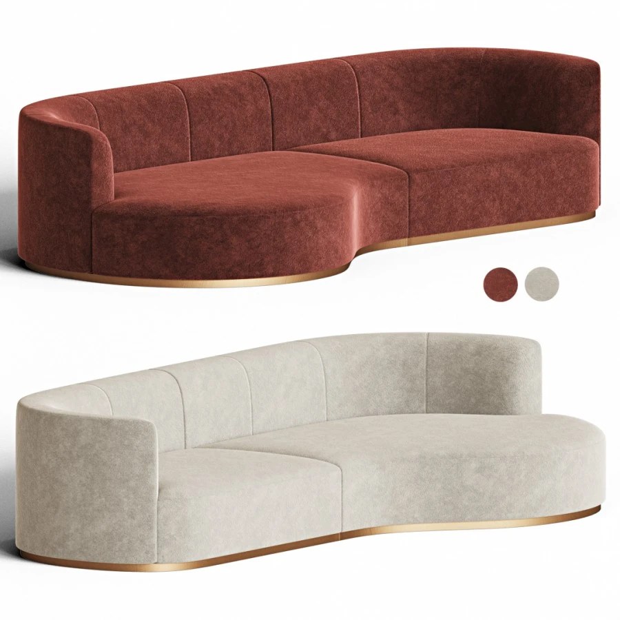 Chloe Curved Sofa 3D Model for VRay, Corona