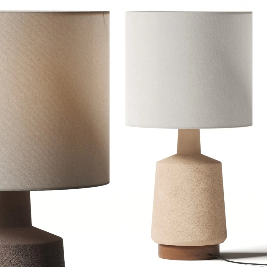 West Elm Wood & Ceramic Table Lamp 3D Model for VRay, Corona