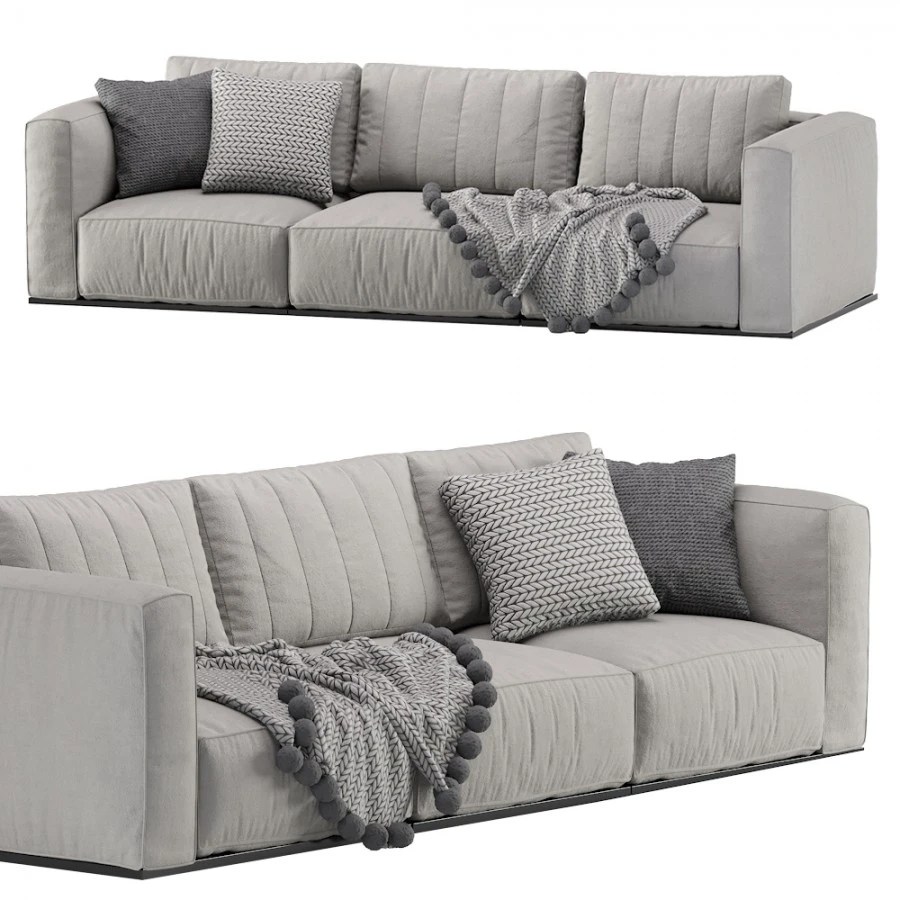 Modern Luna Modular Sofa 3 Seat 3D Model for Corona