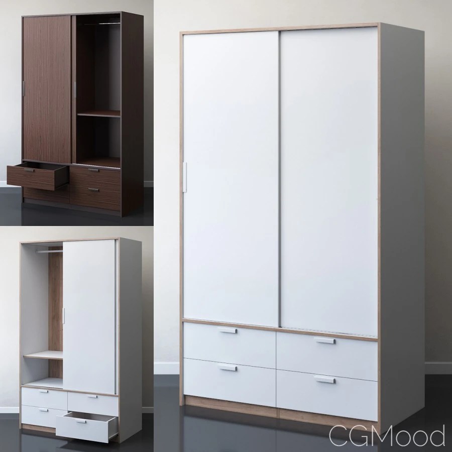 IKEA TRYSIL Wardrobe With Sliding Doors 3D Model for VRay