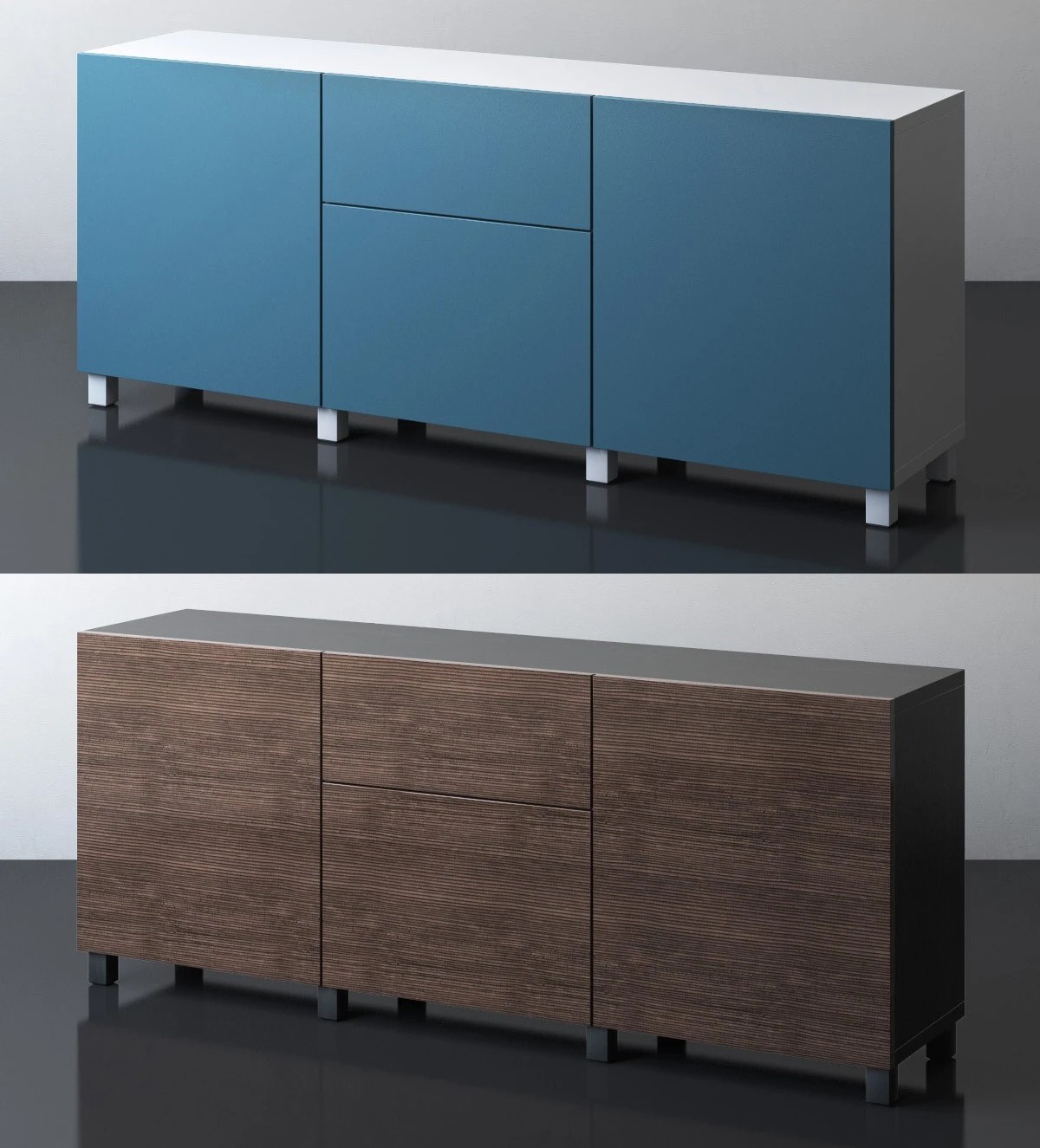 Ikea Besta Storage Combination With Drawers 3D Model for VRay