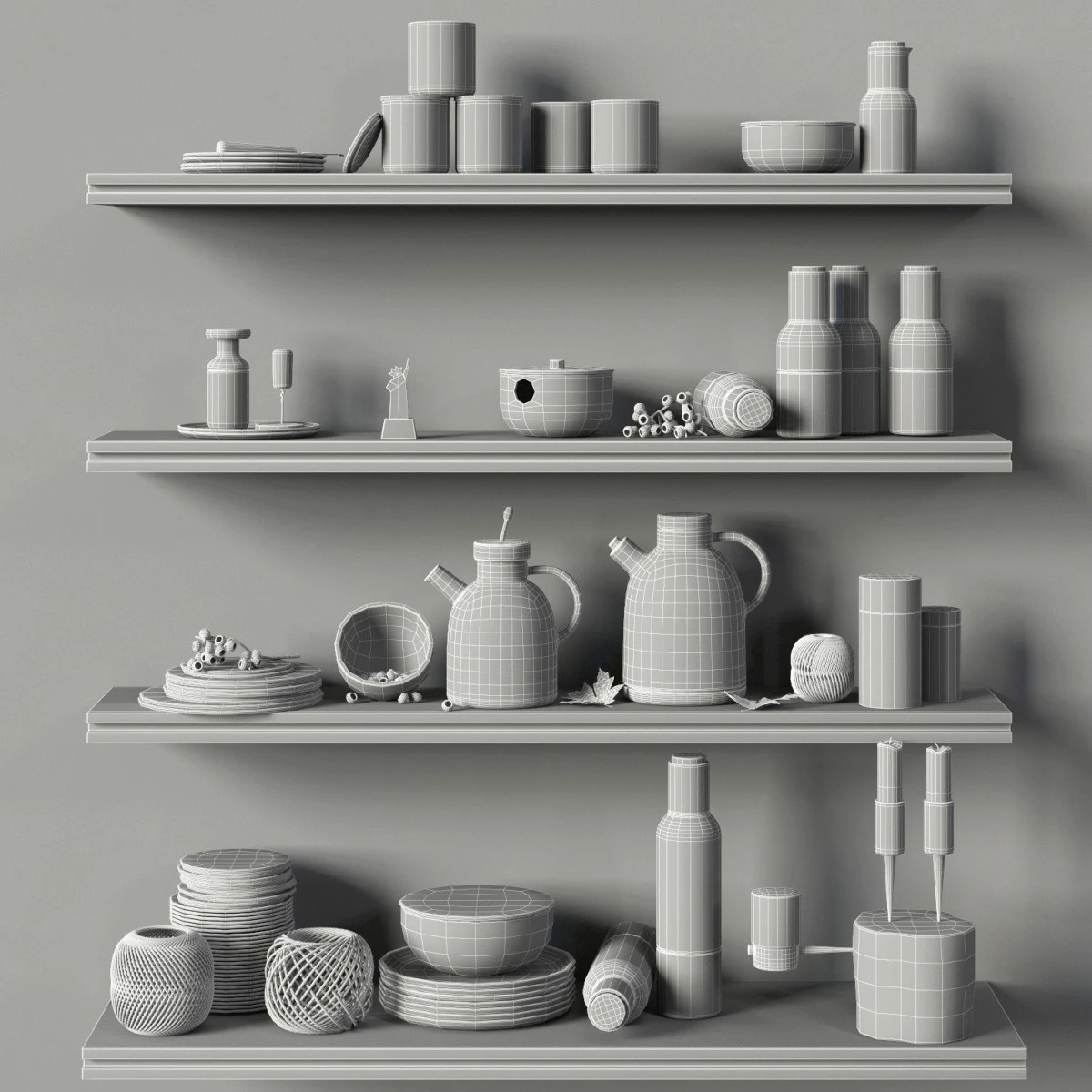 Scandinavian Decorative Set For The Kitchen 3D Model for VRay