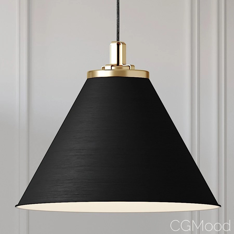 Butte 24inch Cone Aged Brass Pendant White And Bla 3D Model for Corona