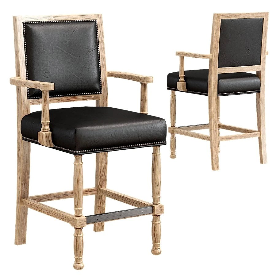 Ramsey Upholstered Wooden Counter Stool With Arms 3D Model for Corona