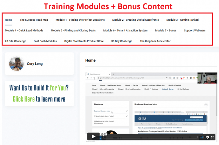 Digital Storefronts Review (Cory Long Lead Generation Course) Chad