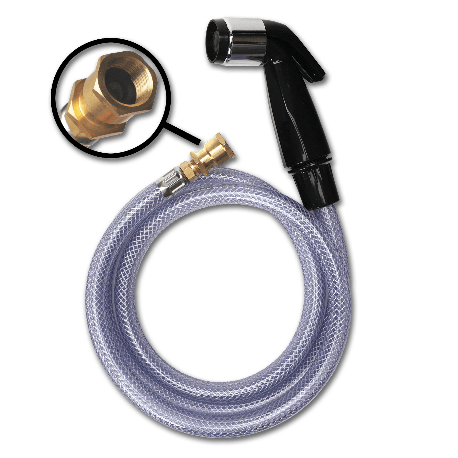 Chadwell Supply. FAUCET SPRAYER HOSE WITH BLACK SPRAY HEAD