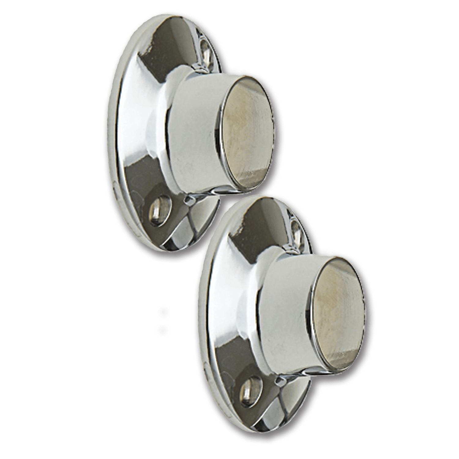 Chadwell Supply. CHROME SHOWER ROD FLANGES ZINC WITH EXPOSED SCREW 2/PK