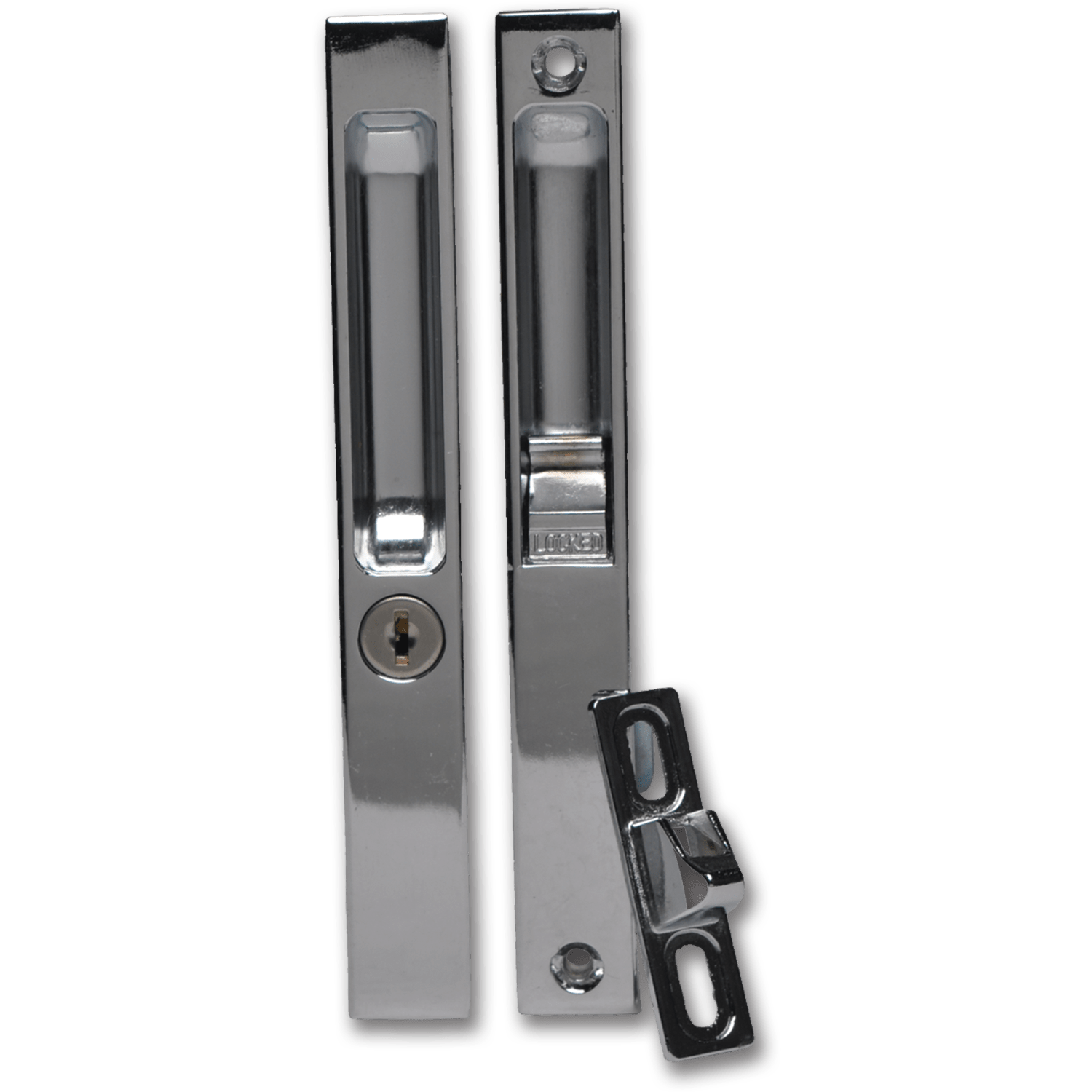 Chadwell Supply. CHROME SLIDING GLASS DOOR HANDLE WITH KEY