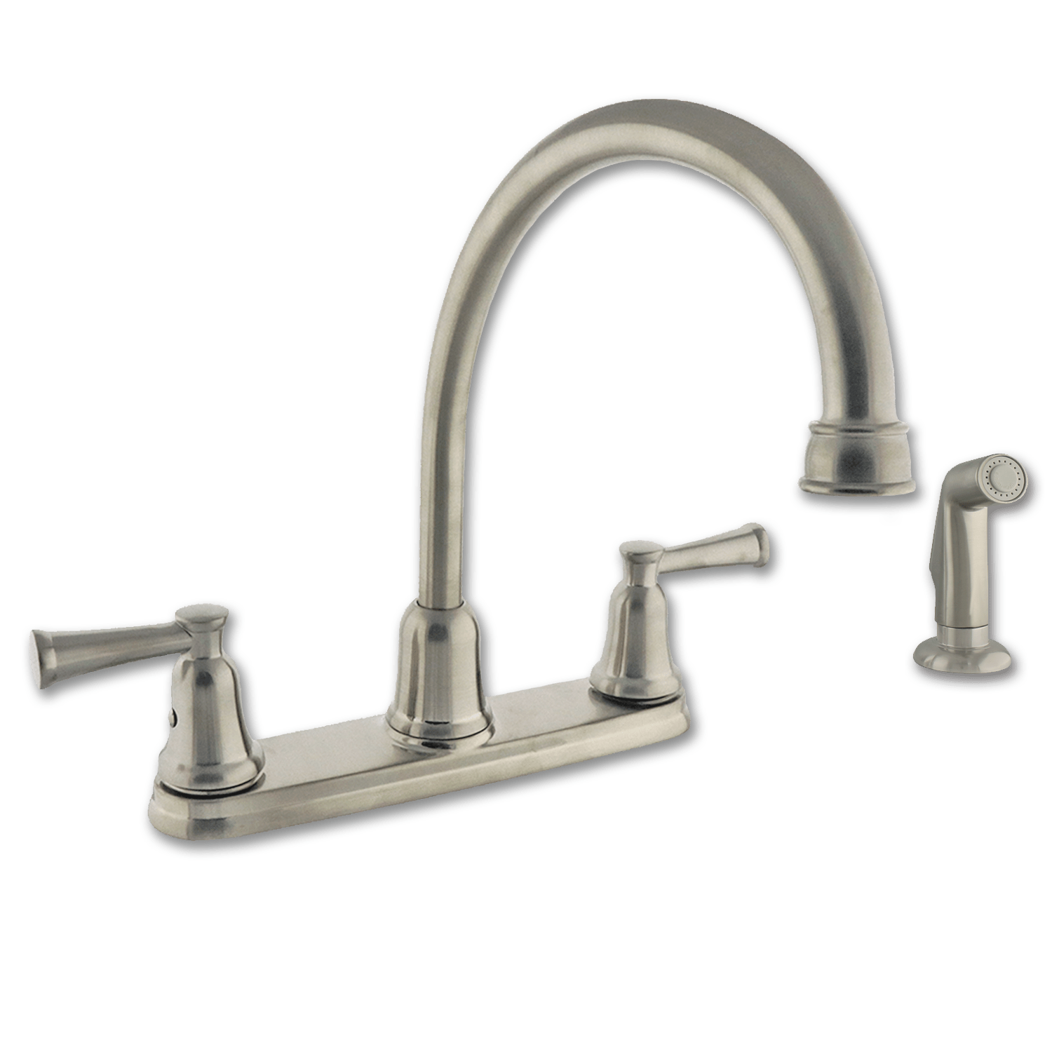 Chadwell Supply. TWO HANDLE HIGH ARC KITCHEN FAUCET W/SPRAY STAINLESS