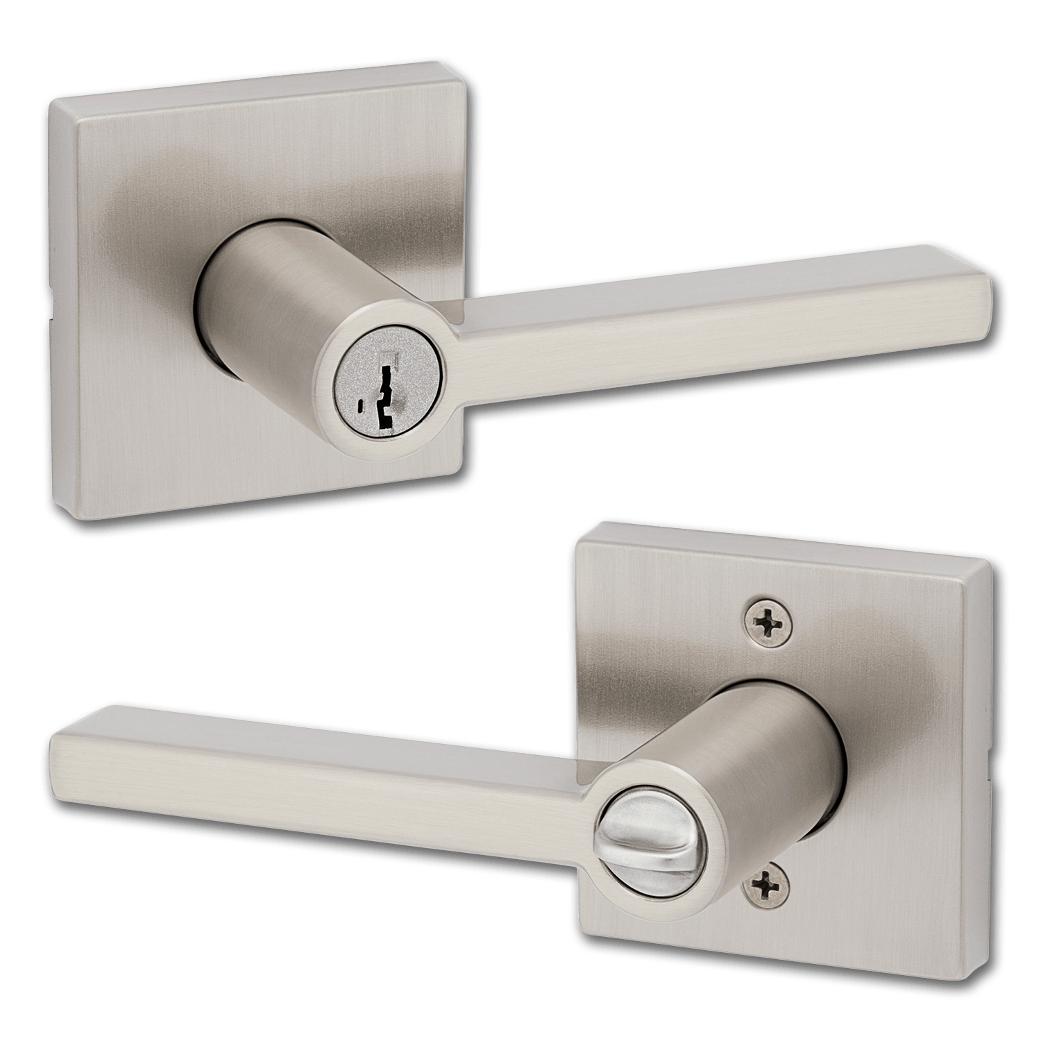 Chadwell Supply. KWIKSET HALIFAX SQUARE SATIN NICKEL KEYED ENTRY WITH