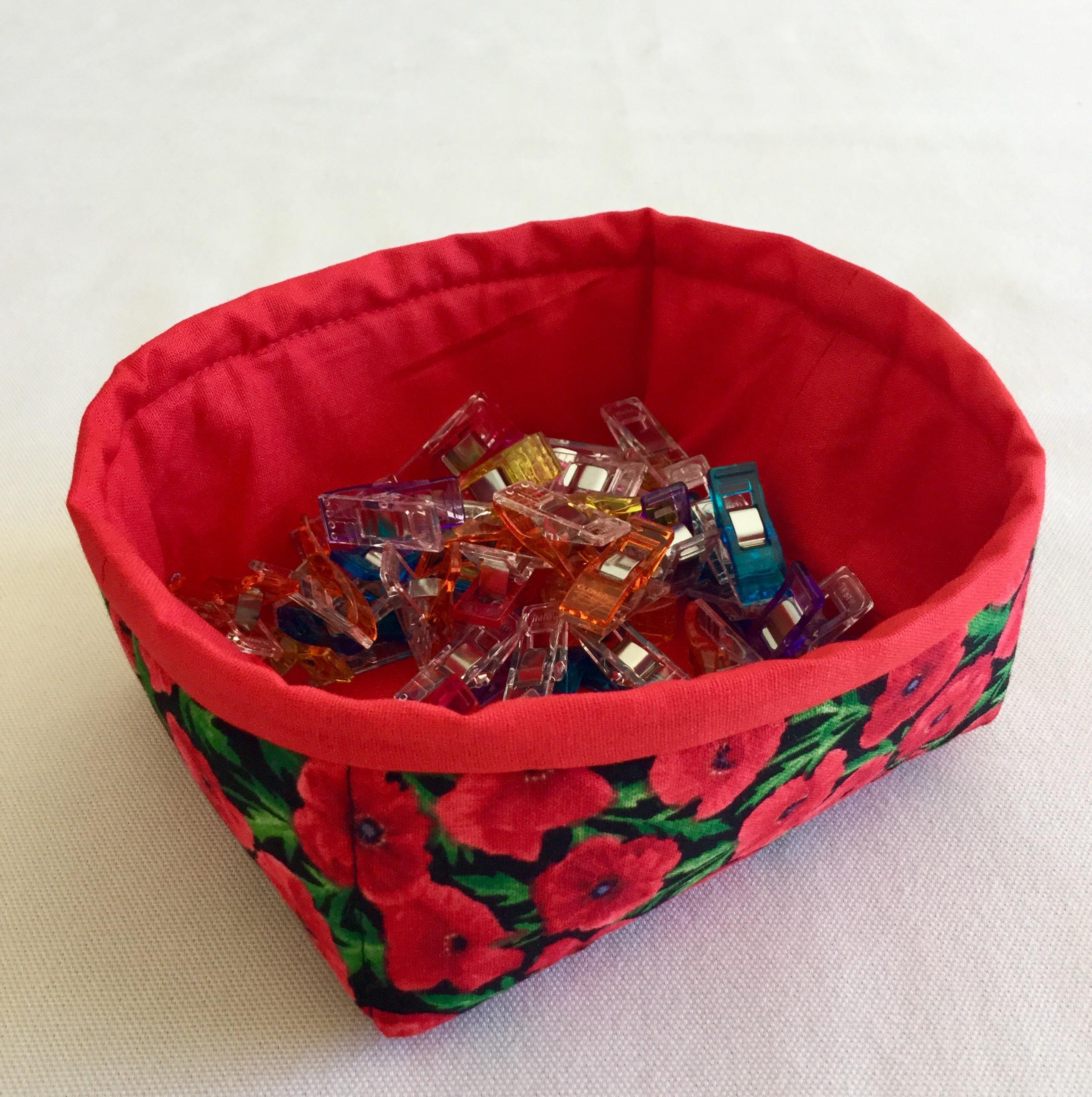 Small Fabric Storage Basket Poppies Chain Bay Sewcraft