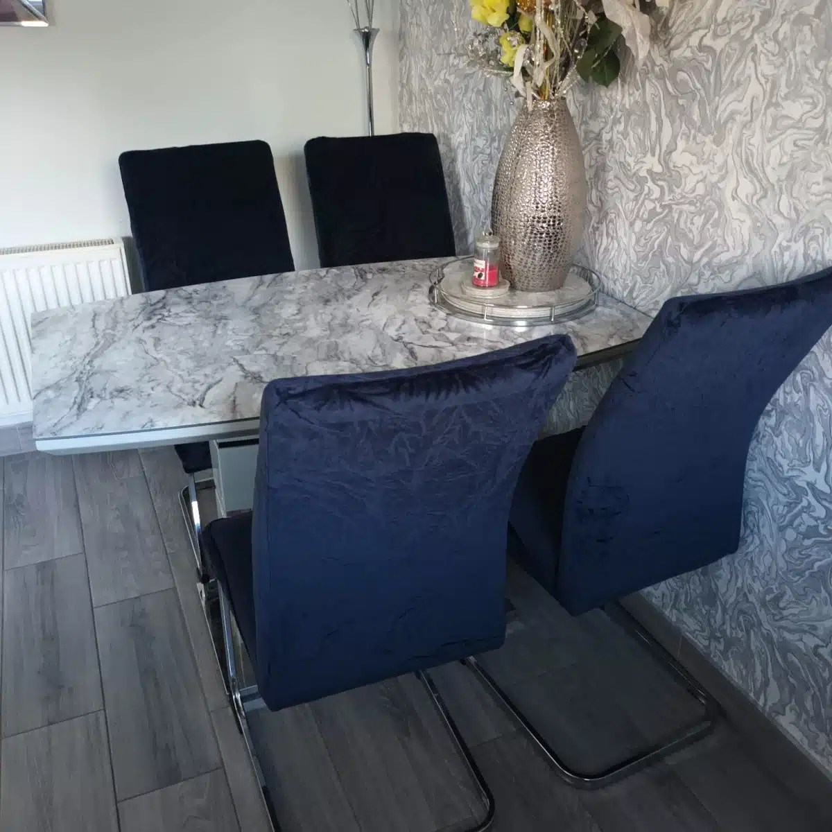 Navy Blue Velvet Chair Cover (M) ChairFX Chair Covers