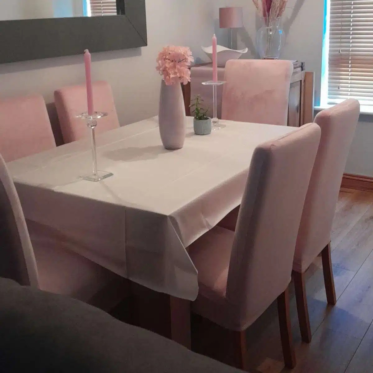 Pale Pink Velvet Chair Cover (M) ChairFX Chair Covers Chair Covers