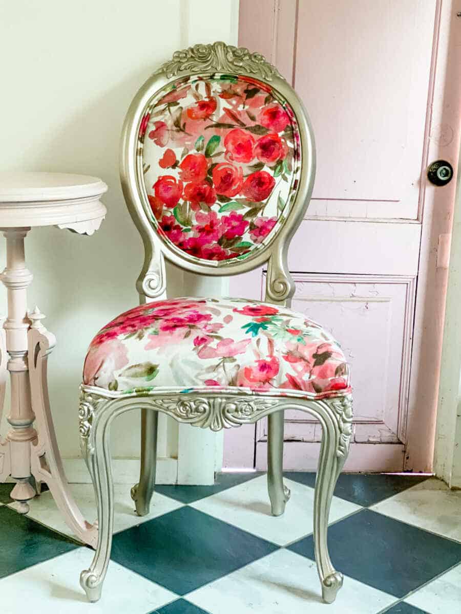 Classic Pink Floral Chair Whimsy