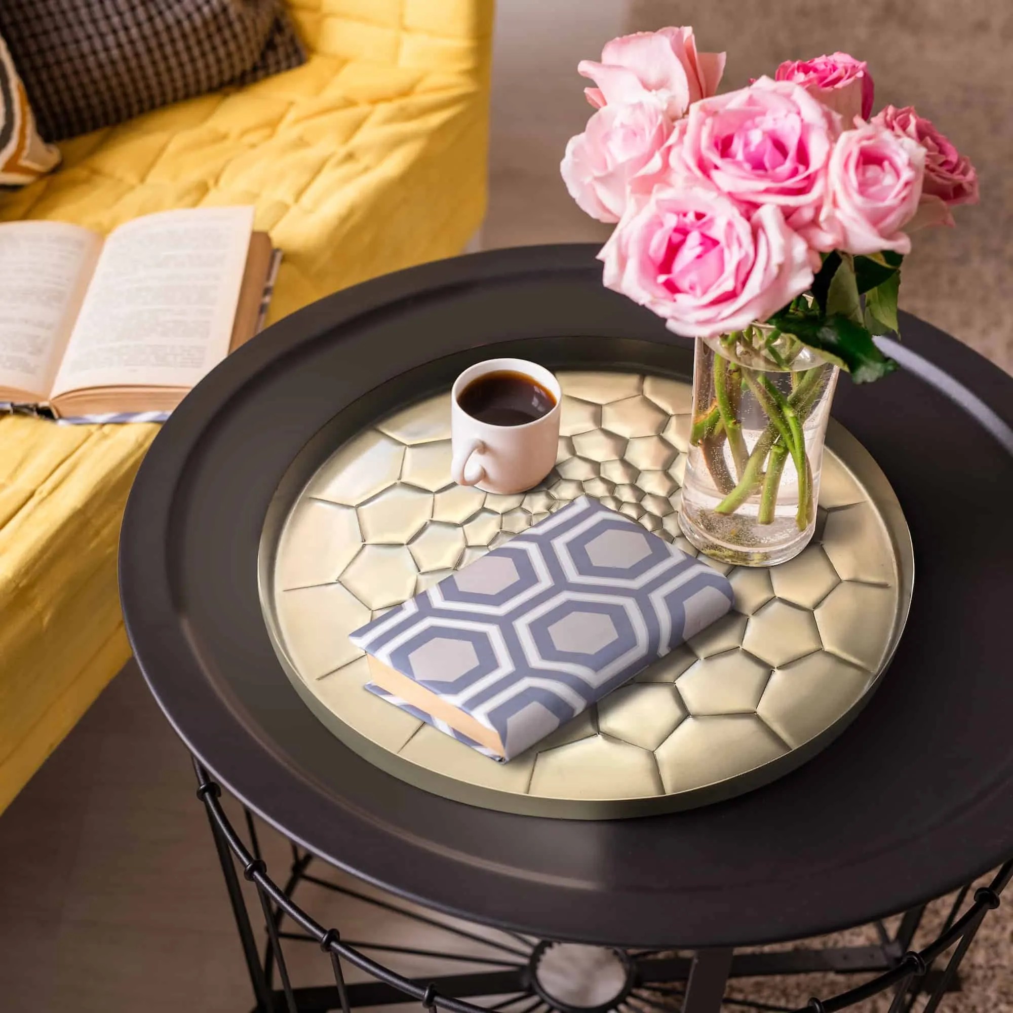 Gold Round Decorative Tray Chakra Practice