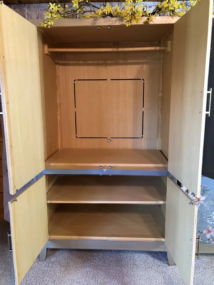 Armoire, double armoire, twin armories, vintage, transfers, flower