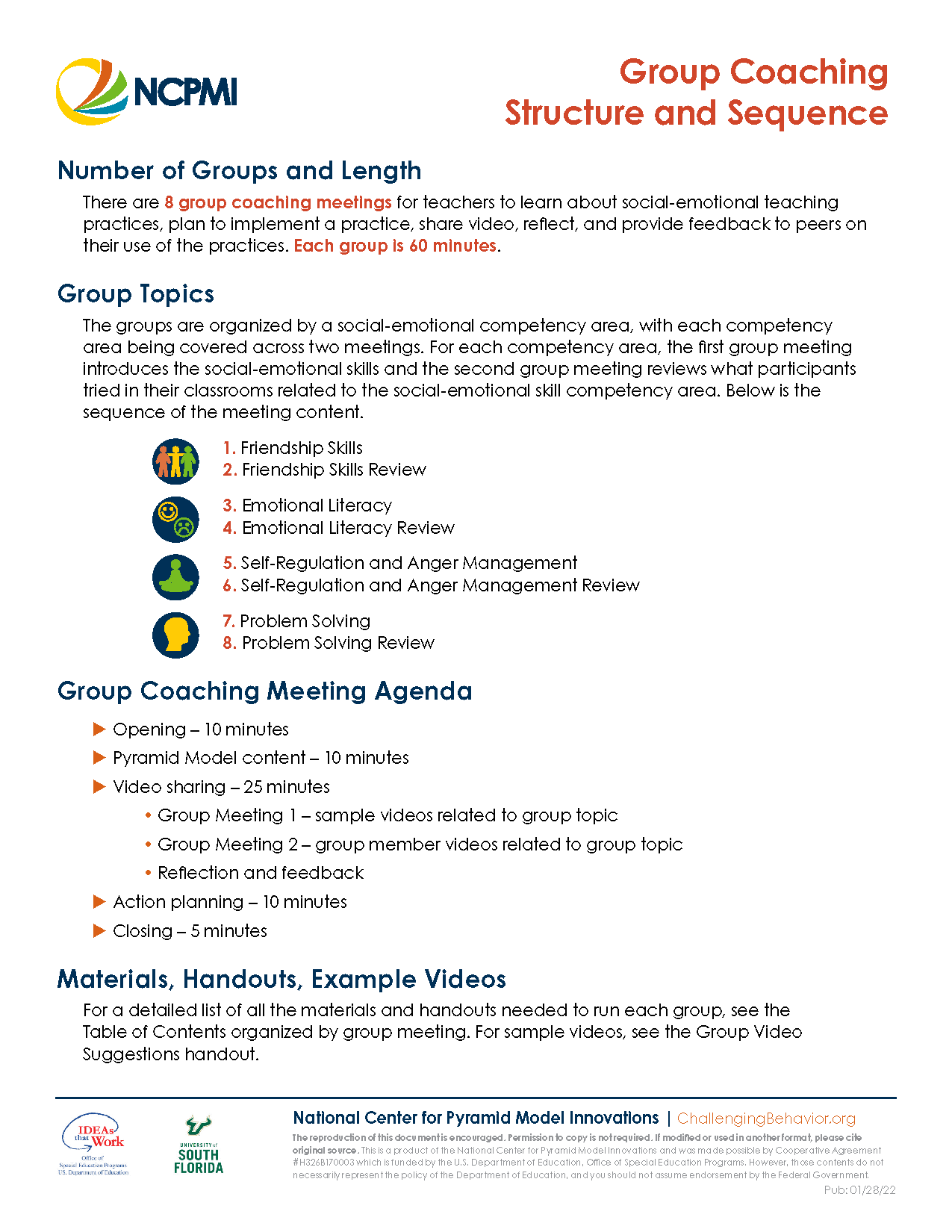 Group Coaching Structure and Sequence National Center for Pyramid