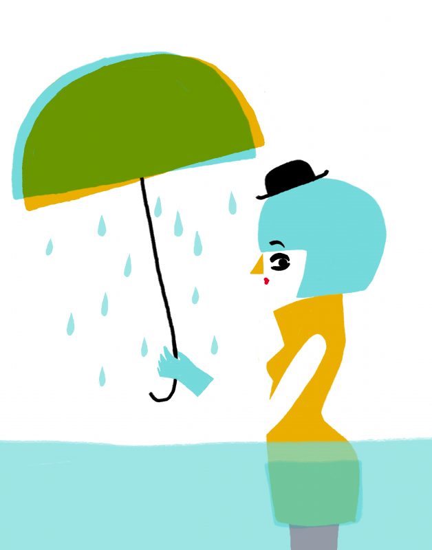 la fille sous l'eau - illustration digitale