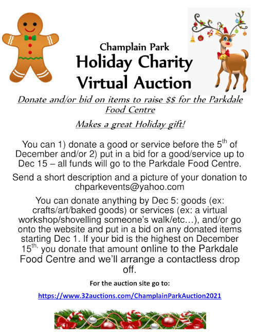 Virtual Holiday Auction Ending Reminder Champlain Park Community