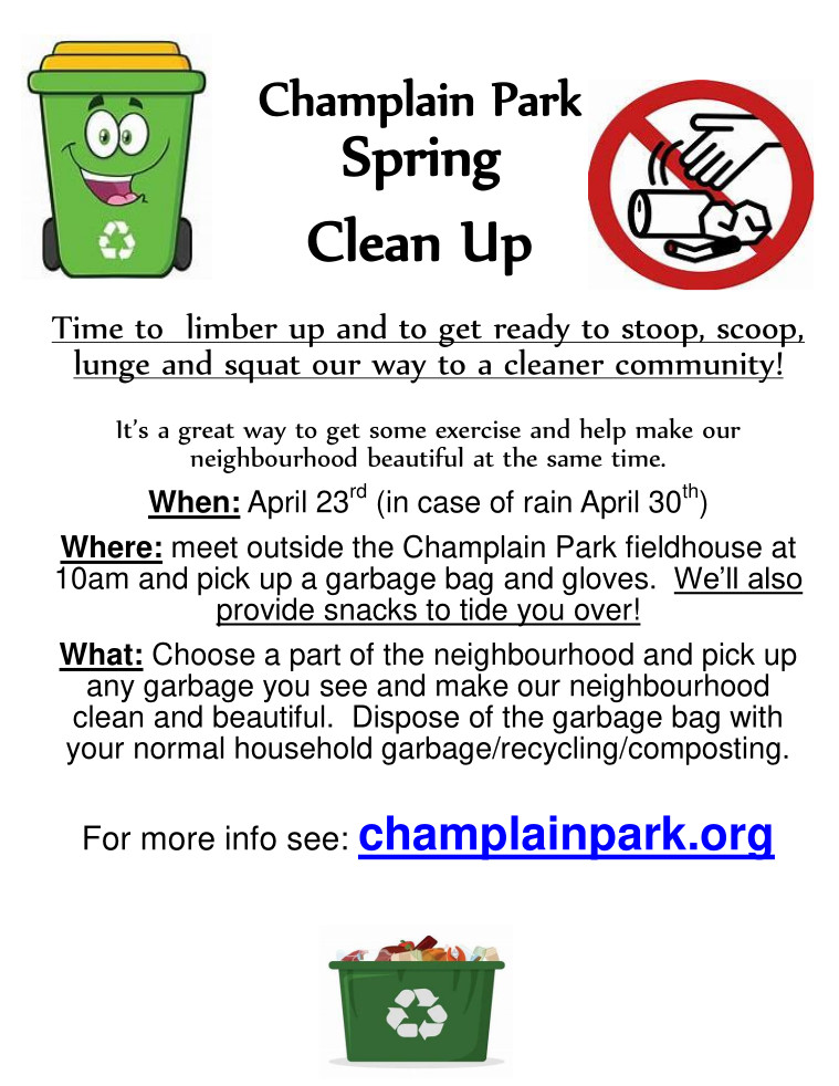 Spring Cleanup 2022 April 23 Champlain Park Community