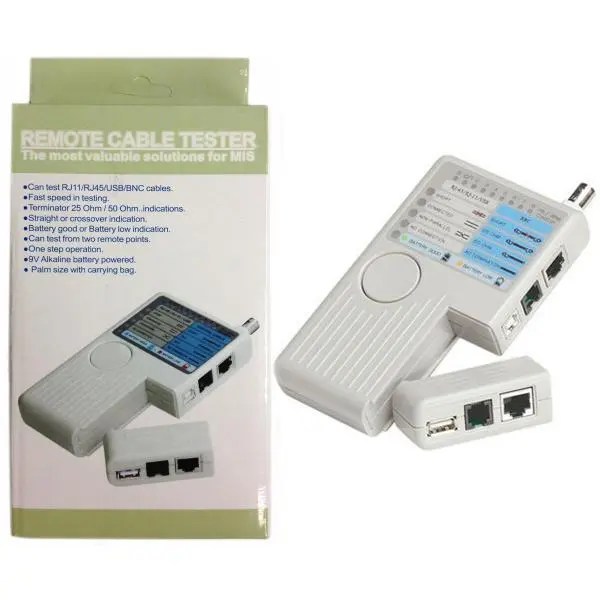 Remote Cable Tester Meter 4in1 Remote RJ11 RJ45 USB BNC LAN Network