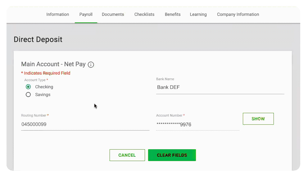 Change Direct Deposit