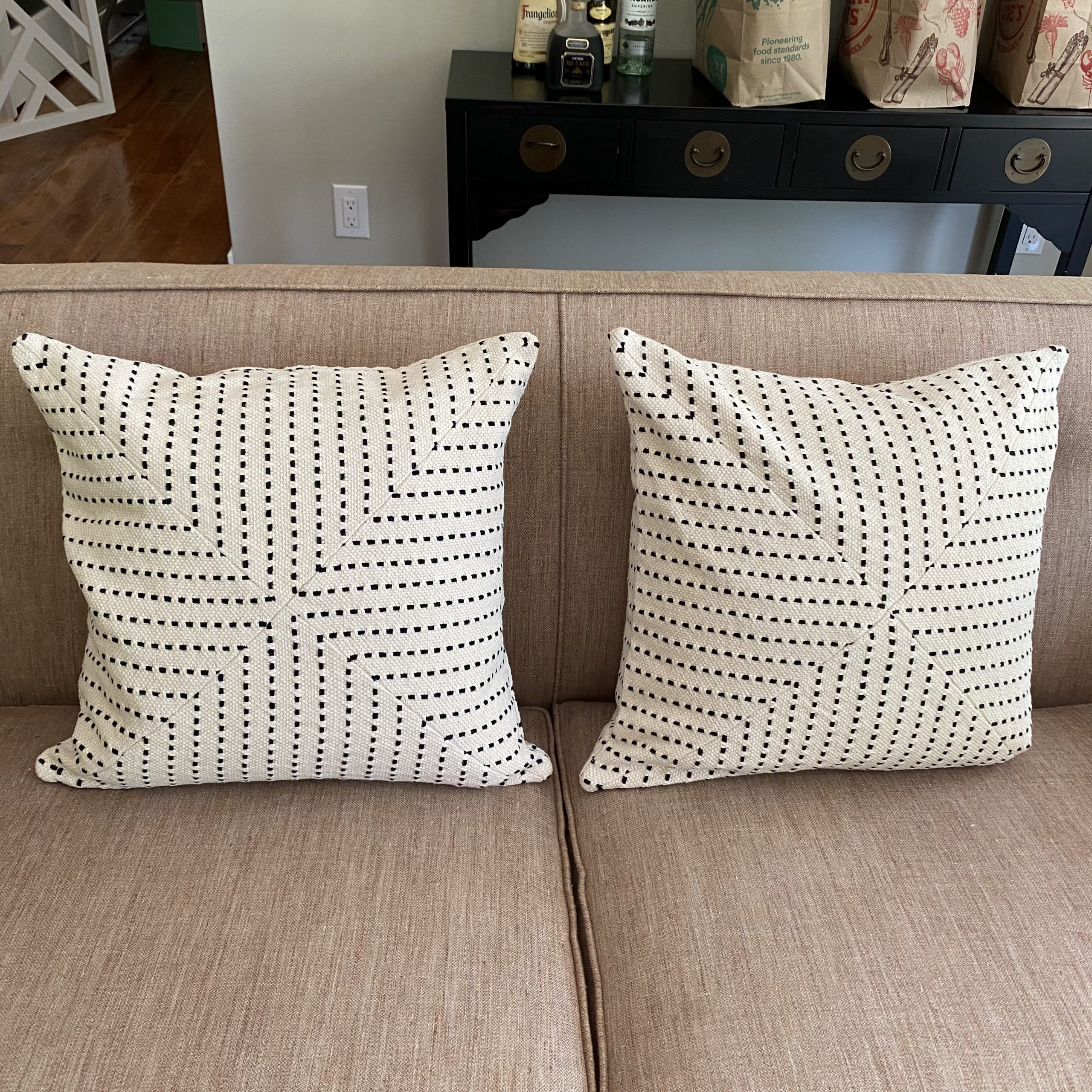 Pair CB2 Black & White Pillows Changover Sales