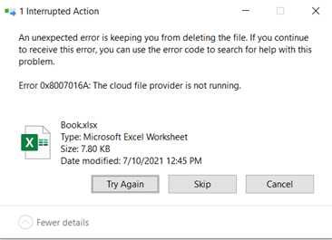 An unexpected error is keeping you from deleting the file After 
