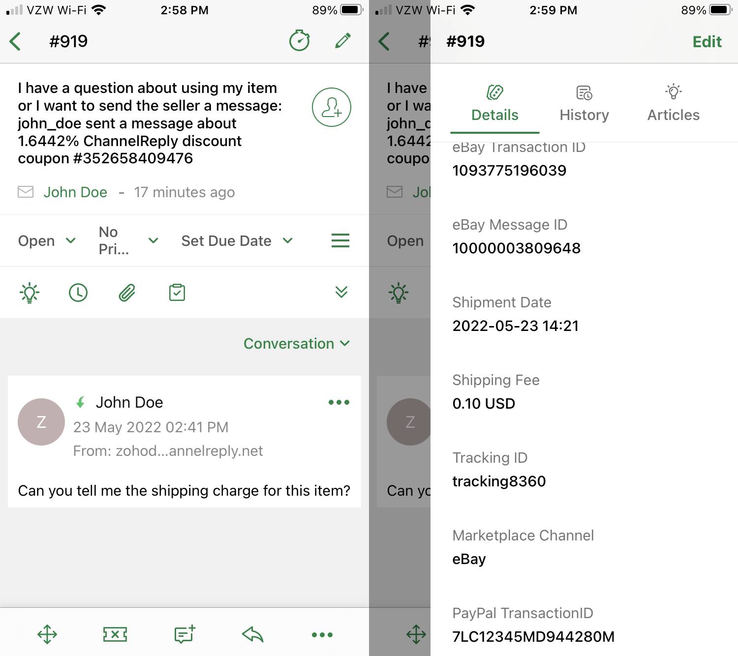 eBay and Amazon Mobile Apps for Customer Service
