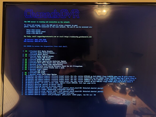 Pi DVR Not booting completely I/O / read errors Troubleshooting
