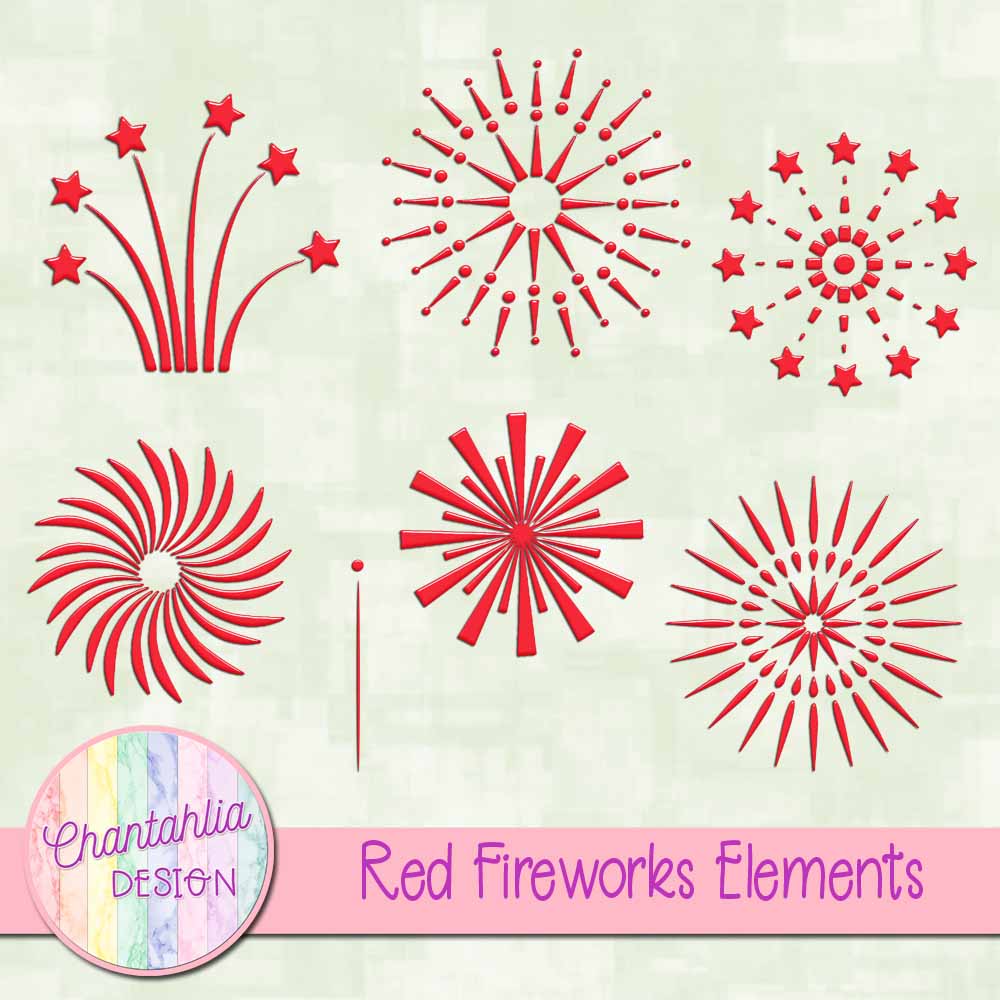 Free Red Fireworks Elements for Digital Scrapbooking and Other Crafts