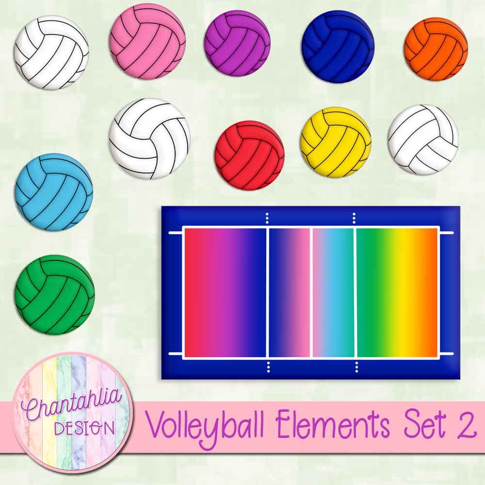 Free Volleyball Design Elements for Digital Scrapbooking and crafts