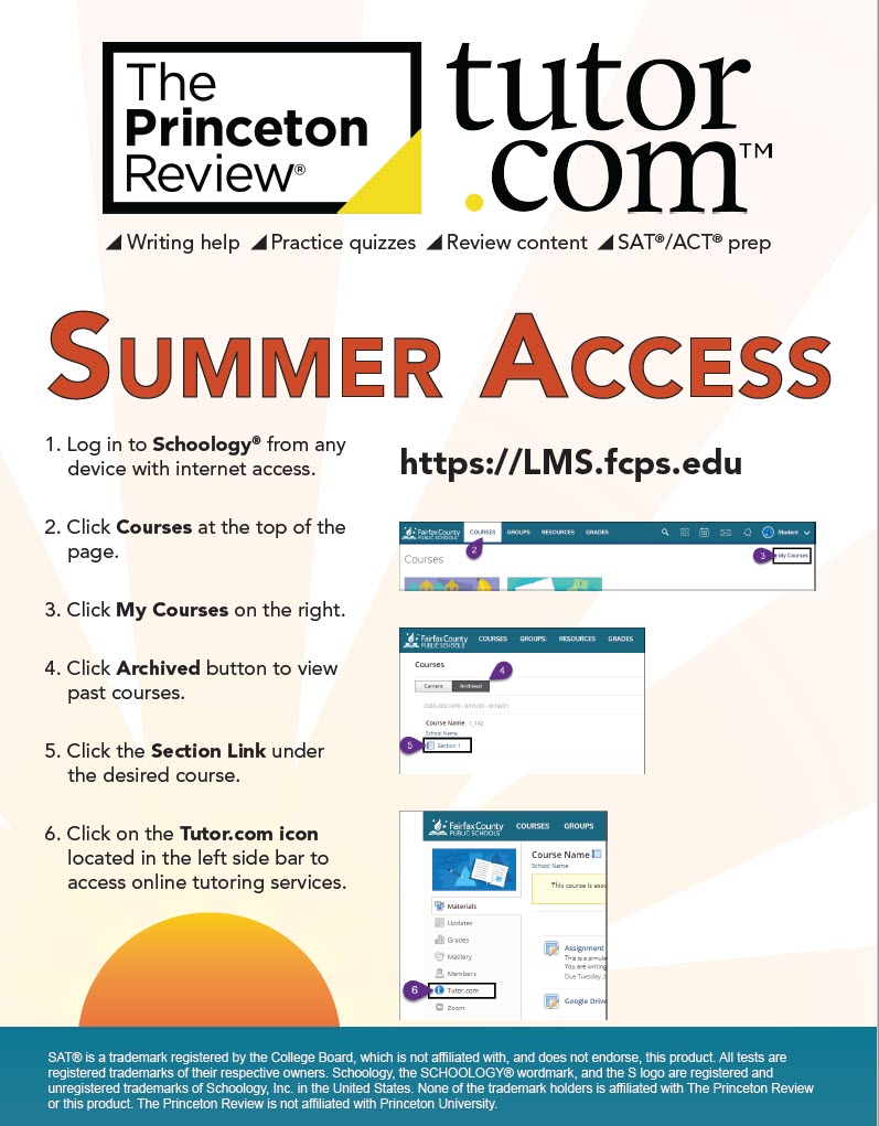 Fcps Online Summer Courses 2022 Tutor.com - Online Tutoring Services Summer 2022 Access | Chantilly High School