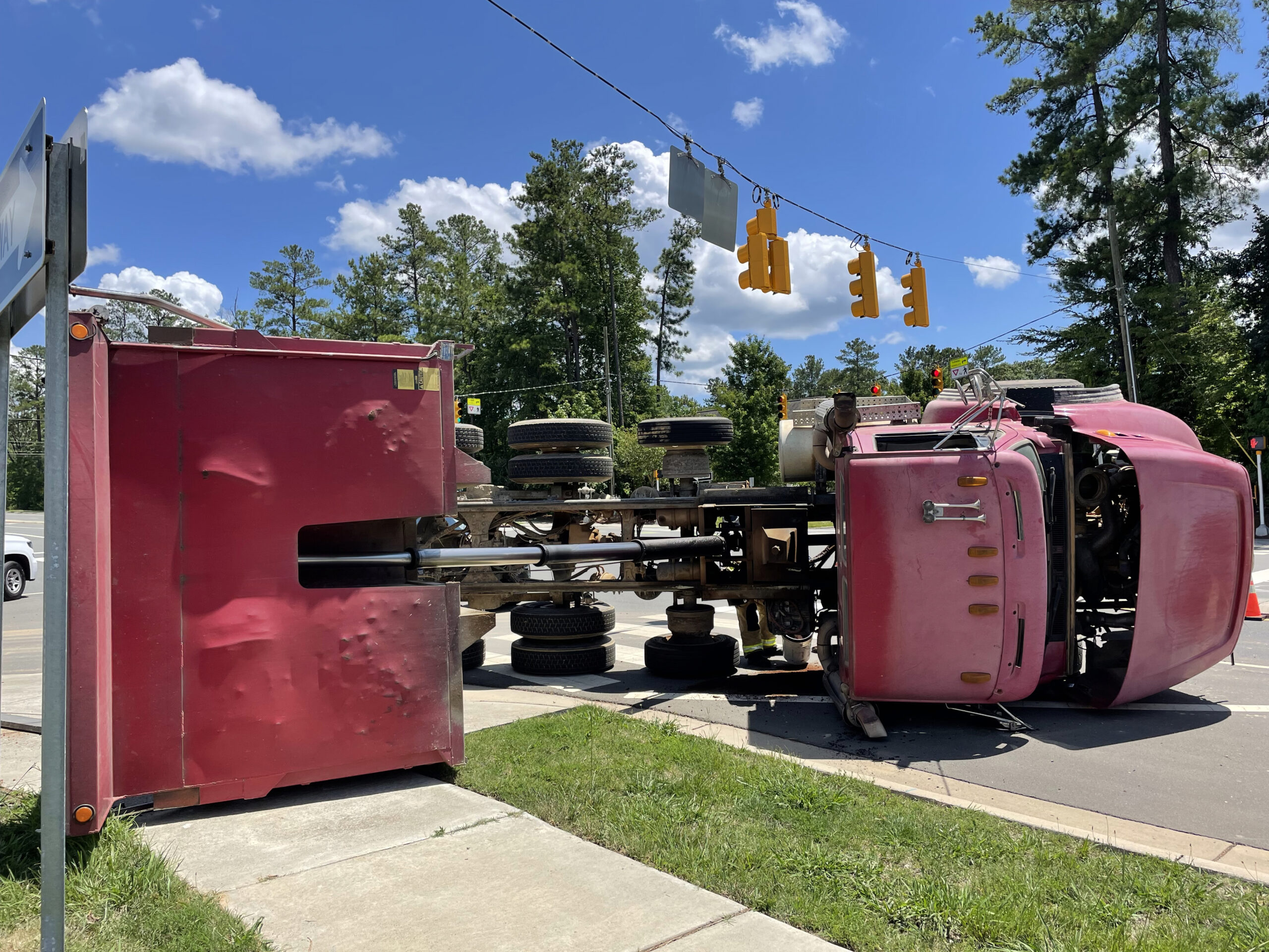 Chapel Hill Police Wrecked Dump Truck Causes Lane Closure