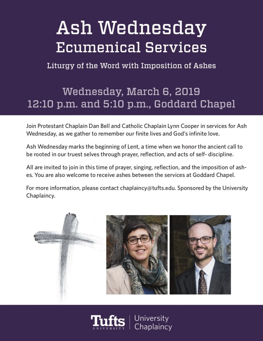 2019 Ash Wednesday Tufts University Chaplaincy
