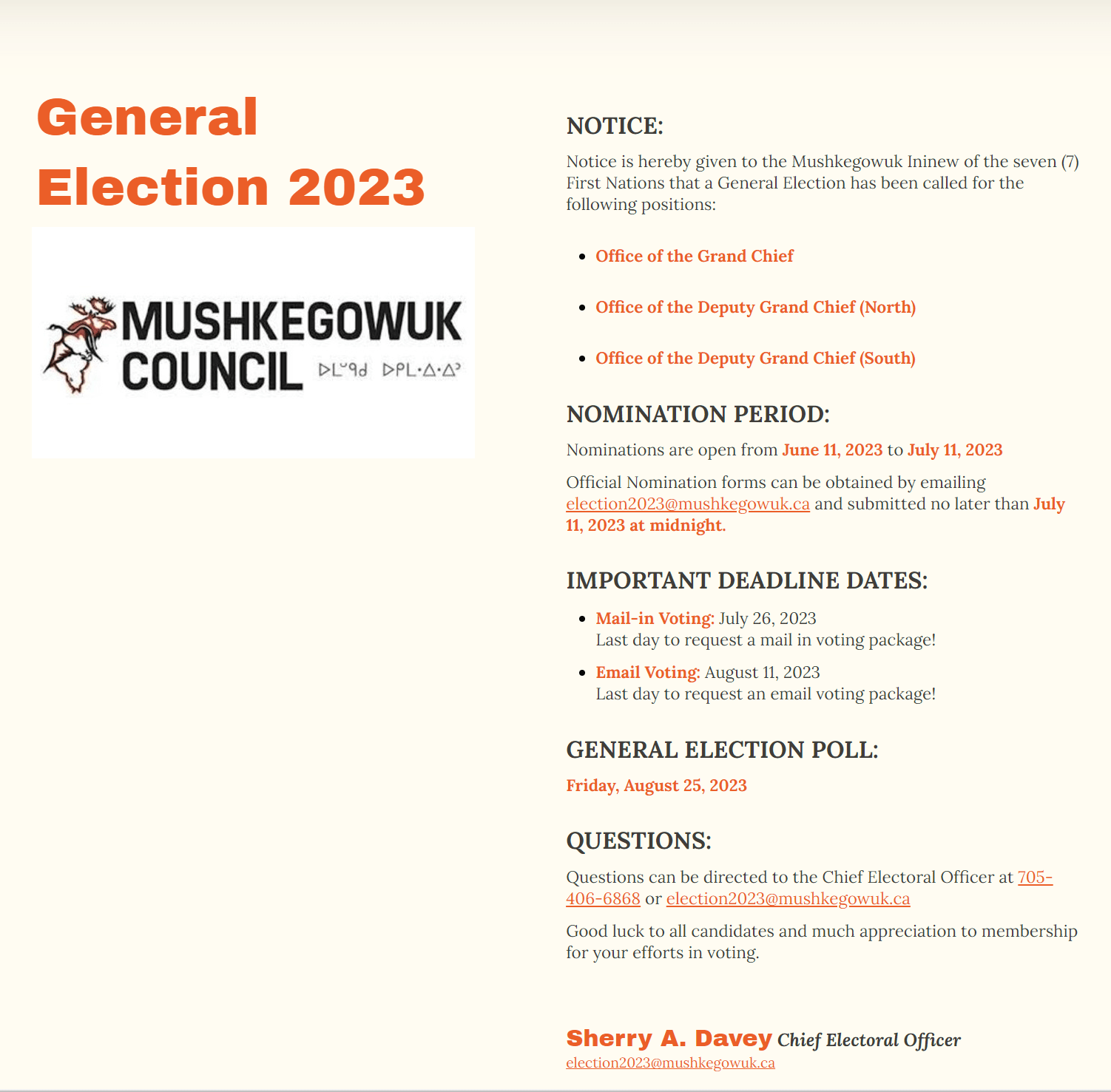 Chapleau Cree First Nation To respond to and carry out the collective