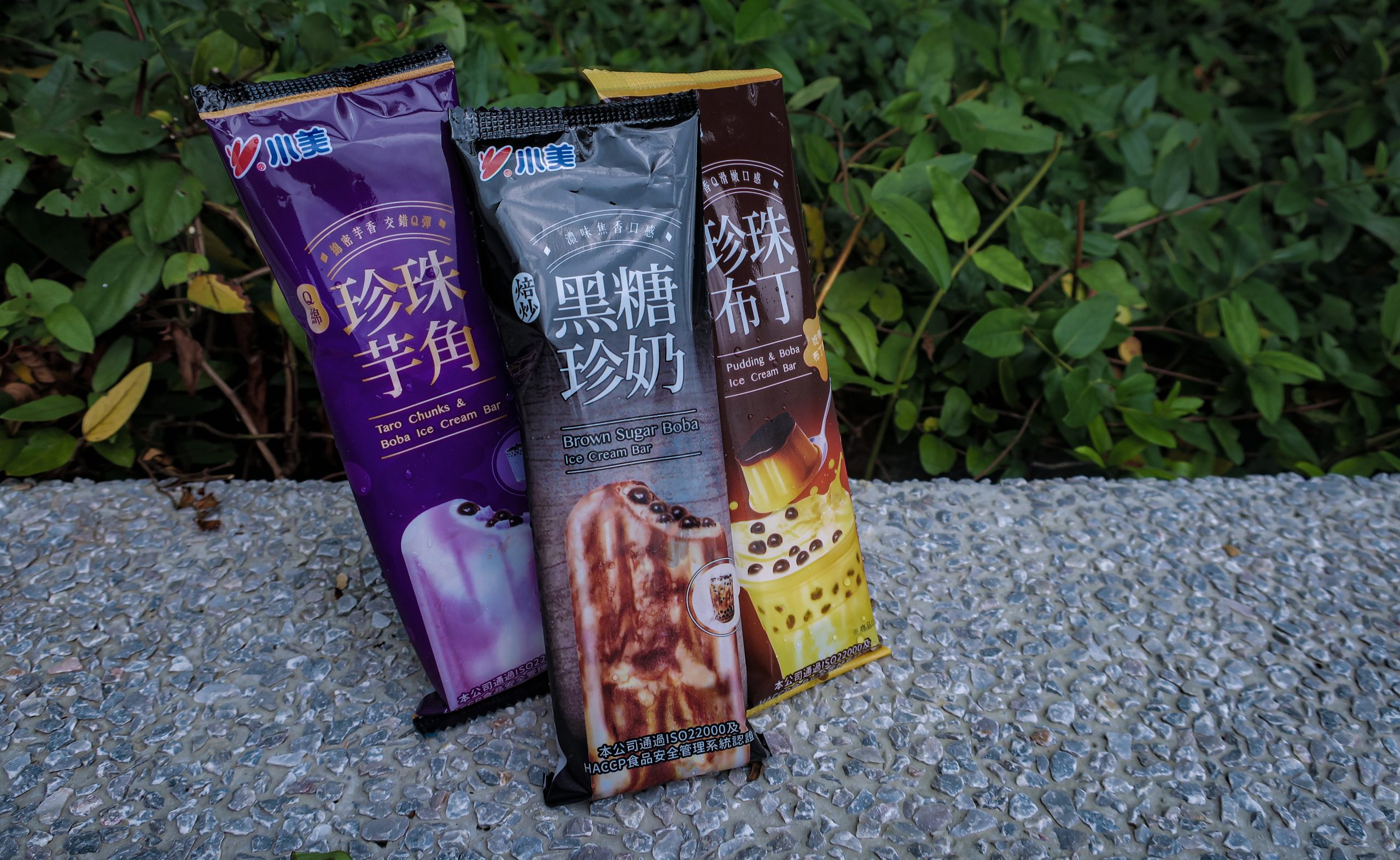 Pudding & Boba and Taro Chunk & Boba Ice Cream at Happy Ice store