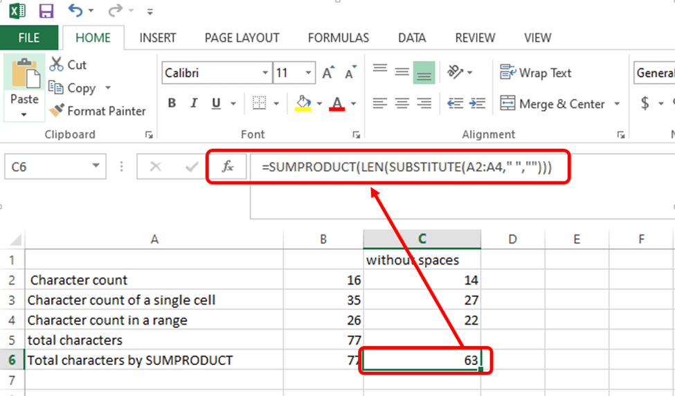 How to count characters in Microsoft Excel