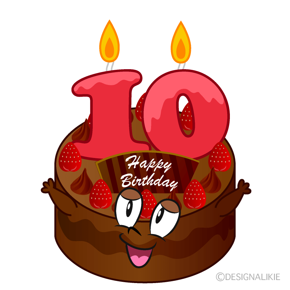 Free 10th Birthday Cake Cartoon Clipart Image Charatoon
